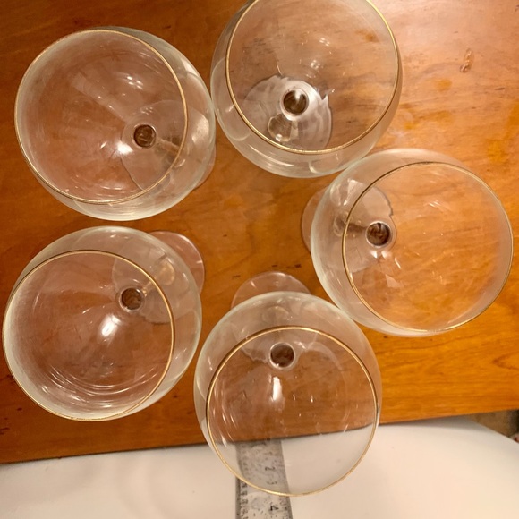 Vintage 16 oz Water/Wine Goblets Gold stem set/5 - Picture 5 of 7